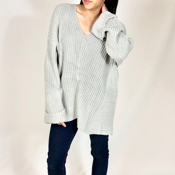 WonderlustApparel Sweaters - LAST M/L! JESSE Gray Oversize Knit Sweater